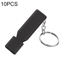 10 PCS MNL-006 Aluminum Alloy Double Tube High Frequency Whistle Children Outdoor Survival Whistle with Key Ring(Black)