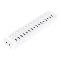 ORICO CT2U3-16AB Plastic Stripes 16 Ports USB 3.0 HUB with Individual Switches, Plug:EU Plug(White)