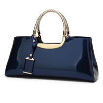 ZJL-986 Sequined Glue Shoulder Bag Patent Leather Ladies Handbag(Blue)