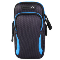 Multi-functional Universal Double Layer Zipper Sport Arm Case Phone Bag with Earphone Hole for 6.6 Inch or Below Smartphones(Blue)