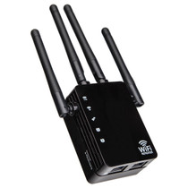 5G/2.4G 1200Mbps WiFi Range Extender WiFi Repeater With 2 Ethernet Ports US Plug Black