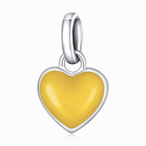 S925 Sterling Silver Heart Pendant DIY Bracelet Necklace Accessories(Yellow)