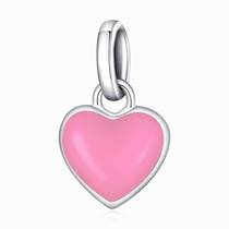 S925 Sterling Silver Heart Pendant DIY Bracelet Necklace Accessories(Pink)