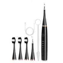 6 In 1 Electric Dental Scaler Calculus Removal Teeth Cleaning Set, Color: Black Exclusive