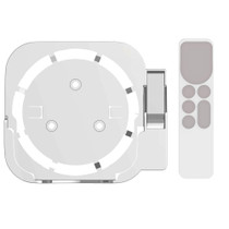 JV06T Set Top Box Bracket + Remote Control Protective Case Set for Apple TV(White + White)