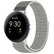 For Google Pixel Watch 2 Nylon Braided Watch Band(Gray White)
