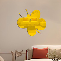 Acrylic Butterfly Stereo Wall Stickers Bedroom Living Room Background Wall Decoration Soft Mirror(Gold)