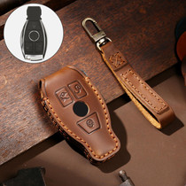 Hallmo Car Cowhide Leather Key Protective Cover Key Case for Old Mercedes-Benz E300L(Brown)