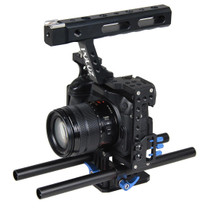 PULUZ Camera Cage Handle Stabilizer for Sony A7 & A7S & A7R, A7 II & A7R II & A7S II, A7R III & A7S III, A7R IV, A6000, A6500, A6300, Panasonic Lumix DMC-GH4(Blue)