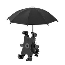CYCLINGBOX Bicycle Mobile Phone Bracket With Parasol Rider Mobile Phone Frame, Style: Handlebar Installation (Black)