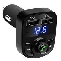 X8 Car MP3 Wireless Stereo Music Player Full Frequent FM Transmitter Wireless Car Charger Adapter with Dual USB Ports Digital Display Support U Disk and TF Card Wireless Headset for Mobile Phone