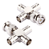 2 PCS 1 x BNC Male to 3 x BNC Female Connector,  Cross Type