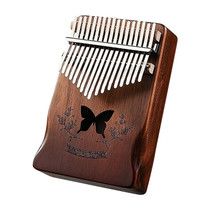 17 Tone Acacia Wood Thumb Piano Kalimba Musical Instruments(Brown-Butterfly)
