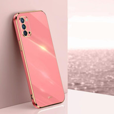 For OPPO Reno4 XINLI Straight 6D Plating Gold Edge TPU Shockproof Case(Hawthorn Red)