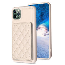 For iPhone 11 Pro BF25 Square Plaid Card Bag Holder Phone Case(Beige) For iPhone 11 Pro BF25 Square Plaid Card Bag Holder Phone Case(Beige)