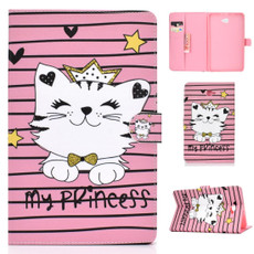 For Samsung Galaxy Tab A 10.1 T580/T585 (2016) Colored Drawing Pattern Horizontal Flip PU Leather Case with Holder & Card Slot & Sleep / Wake-up Function(Crown Cat)