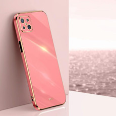 For OPPO A92s XINLI Straight 6D Plating Gold Edge TPU Shockproof Case(Hawthorn Red)