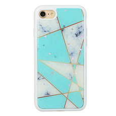 For iPhone 7 Plus / 8 Plus Marble Series Stars Powder Dropping Epoxy TPU Protective Case(Green White Plaid)