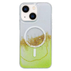 For iPhone 14 MagSafe Gilding Hybrid Clear TPU Phone Case(Green)