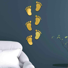 36pcs /Set Acrylic Small Feet Stereo Wall Stickers Home Decoration Soft Mirror(Gold)