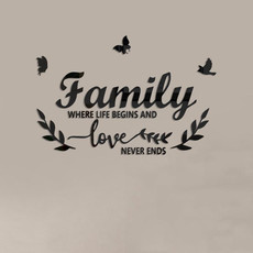 Acrylic Familylove Stereoscopic Mirror Wall Stickers Home Self-Adhesive Decorative Soft Mirror(Black)