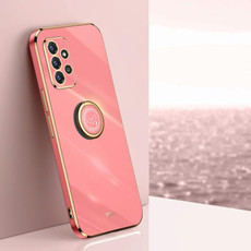 For Samsung Galaxy A72 5G XINLI Straight 6D Plating Gold Edge TPU Shockproof Case with Ring Holder(Hawthorn Red) For Samsung Galaxy A72 5G XINLI Straight 6D Plating Gold Edge TPU Shockproof Case with Ring Holder(Hawthorn Red)