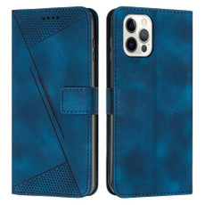 For iPhone 14 Pro Dream Triangle Leather Phone Case with Lanyard(Blue)