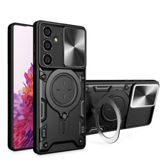 For Samsung Galaxy S23 FE 5G CD Texture Sliding Camshield Magnetic Holder Phone Case(Black)