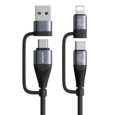 JOYROOM SA37-2T2 60W Multi-Function Series 4 in 1 Fast Charging Data Cable, Length:1.2m(Black)