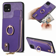 For Samsung Galaxy A22 5G Cross Leather Ring Vertical Zipper Wallet Back Phone Case(Purple) For Samsung Galaxy A22 5G Cross Leather Ring Vertical Zipper Wallet Back Phone Case(Purple)