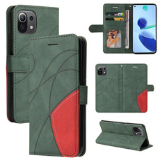For Xiaomi Mi 11 Lite Dual-color Splicing Horizontal Flip PU Leather Case with Holder & Card Slots & Wallet(Green) For Xiaomi Mi 11 Lite Dual-color Splicing Horizontal Flip PU Leather Case with Holder & Card Slots & Wallet(Green)