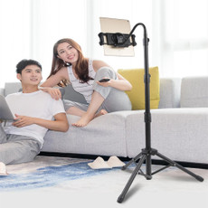 For Metal iPad Tripod Stand  Adjustable Gooseneck Tablet Floor Stand Holder, Heavy Duty Aluminum iPad Floor Stand for iPad Pro 12.9 11, Mini, Air, iPhone and 4.7 to 12.9 inches Tablets Cell Phones