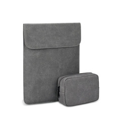 PU02 Ultra-thin Notebook Liner Bag with Small Bag, Size:14.1-15.4 inch(Dark Grey)