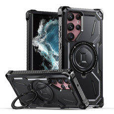 For Samsung Galaxy S22 Ultra 5G Armor Series Holder Phone Case(Black)