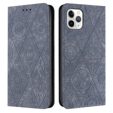 For iPhone 12 / 12 Pro Ethnic Embossed Adsorption Leather Phone Case(Grey) For iPhone 12 / 12 Pro Ethnic Embossed Adsorption Leather Phone Case(Grey)
