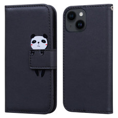 For iPhone 13 Cartoon Buckle Horizontal Flip Leather Phone Case(Black)