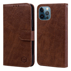 For iPhone 12 Pro / 12 Skin Feeling Oil Leather Texture PU + TPU Phone Case(Brown)