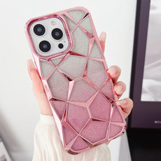 For iPhone 11 Pro Max Gradient Glitter Water Cube Electroplating TPU Phone Case(Pink)