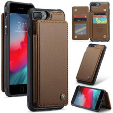 For iPhone 8 Plus / 7 Plus CaseMe C22 Card Slots Holder RFID Anti-theft Phone Case(Brown)