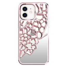 For iPhone 12 Mirror Style Hollow Heat Dissipation Electroplated  TPU Phone Case(Pink) For iPhone 12 Mirror Style Hollow Heat Dissipation Electroplated  TPU Phone Case(Pink)