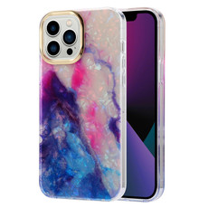 For iPhone 13 Pro Max Electroplating Shell Texture Marble Phone Case (Blue Purple B8) For iPhone 13 Pro Max Electroplating Shell Texture Marble Phone Case (Blue Purple B8)