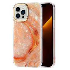 For iPhone 13 Pro Max Electroplating Shell Texture Marble Phone Case (Orange B5) For iPhone 13 Pro Max Electroplating Shell Texture Marble Phone Case (Orange B5)