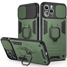 For iPhone 14 Plus Sliding Camera Cover Design TPU + PC Phone Case (Dark Green)