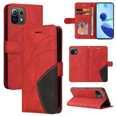 For Xiaomi Mi 11 Lite Dual-color Splicing Horizontal Flip PU Leather Case with Holder & Card Slots & Wallet(Red) For Xiaomi Mi 11 Lite Dual-color Splicing Horizontal Flip PU Leather Case with Holder & Card Slots & Wallet(Red)