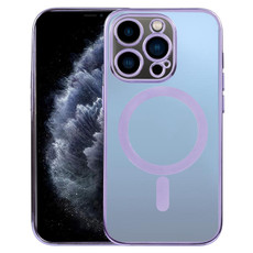 For iPhone 11 Pro MagSafe Electroplating Straight TPU Phone Case(Purple)