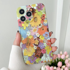 For iPhone 12 mini Water Sticker Flower Pattern PC Phone Case(Colorful Flowers)