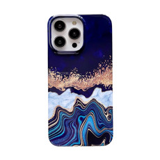 For iPhone 12 Pro Max Pattern PC Shockproof Protective Phone Case(Gold Purple Marble)