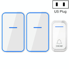 CACAZI A68-2 One to Two Wireless Remote Control Electronic Doorbell Home Smart Digital Wireless Doorbell, Style:US Plug(White)