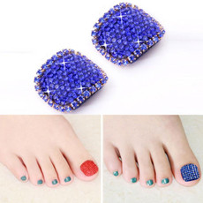 2 PCS Crystal Fake Nail Art Tips Rhinestone Full Cover Toenails Decals Stickers(NO:36)