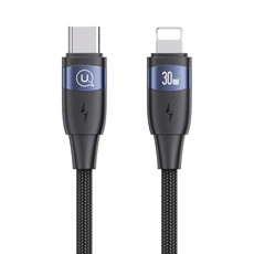 USAMS US-SJ635 U85 2m Type-C to 8 Pin PD30W Aluminum Alloy Fast Charging & Data Cable(Black)